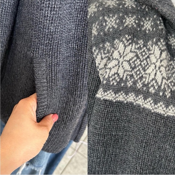 WOOLRICH Fair Isle Snowflake pattern full-zip hooded wool sweater women’s Large. - Picture 5 of 8